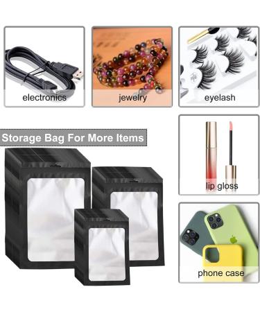 300 Pack Resealable Mylar Bags - Food Storage Smell Proof Bags with Front Window - Variety Sizes Pack for Snacks, Cookies, Jewelry - Black (3x4.7, 4x6, 4.7x7.9) - Buy Online on SooperMarket.com
