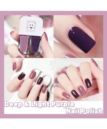 Purple Nail Polish 2 in 1 Quick Dry & Long Lasting Nail Varnish Water Based Breathable Natural Nail Polish No Need Baking Pearl Nail Polish Nail Paint for DIY Nail Art Violet - Buy Online on SooperMarket.com