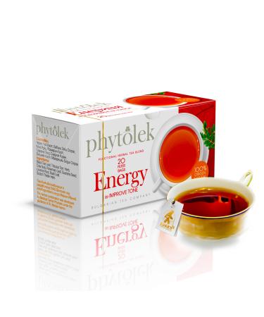 KUKER Energy Tea for Healthy Level of Body Tonus - Boost Your Day with Herbal Tea Bags Black Tea & Guarana Infused with Rosemary Kola Nut & Licorice Root Perfect in Any Tea Box