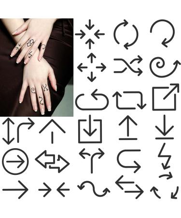 Tattoonova 8 Sheets Temporary Tattoo Men Women Adult Arrow Party Favors Black Line Body Sleeve Face Fake Tattoos