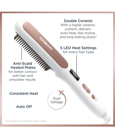 Conair Double Ceramic Straightening Brush - Heated Hair Brush for Smooth Shiny Hair | V-Shaped Bristles | International Shipping Available - Buy Online on SooperMarket.com