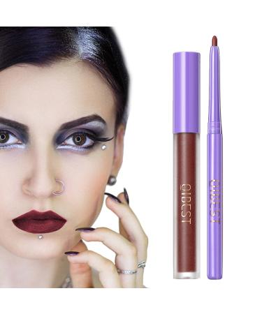 Facynde liquid lipsticks lip liner set-Velvety nude lip gloss make-up sets non-stick cups do not fade waterproof nude lipstick-up gift red