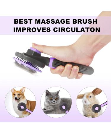 FYY Self Cleaning Dog and Cat Brush for Shedding - Pet Slicker Brush for Long or Short Haired Dogs and Cats - Grooming Supplies in Purple - Buy Online on SooperMarket.com