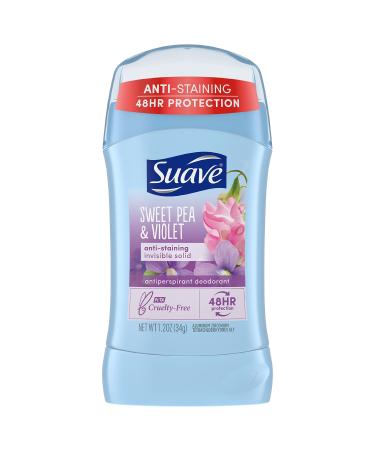 Suave Deodorant Antiperspirant Deodorant Stick 48-hour Odor and Wetness Protection Sweet Pea Violet Deodorant for Women 1.2 oz