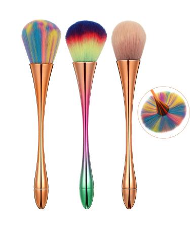 3 Pieces Large Powder Mineral Brushes Nail Design Dust Brush Soft Fluffy Makeup Brushes Makeup Foundation Brushes Kabuki Makeup Brushes Colorful Blush Loose Powder Brushes for Daily Makeup 3 Colors