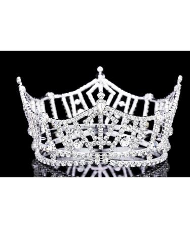 Silver Plated Rhinestone Crystal Pageant Tiara Crown - T1016 - Buy Online on SooperMarket.com
