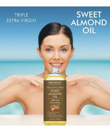 Triple AAA+ Grade Cold Pressed Sweet Almond Oil - 100% Pure & Natural - For Hair, Skin, Face - 16 fl oz with Pump Dispenser - Buy Online on SooperMarket.com