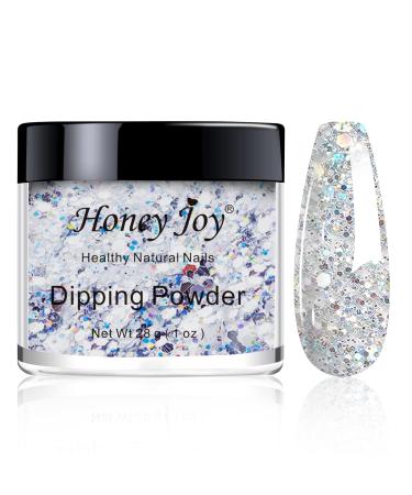 28g/Box Shine Silver Glitter Hexagon Sequins Paillette Dip Powder Nails Dipping Nails Long-lasting Nails No UV Light Needed (No.122) HJ-ND064B-No.122
