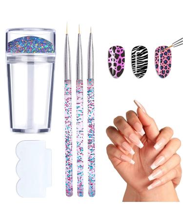 Clear Silicone Jelly Stamper Nail Art Brushes Transparent Nail Stamper Scraper for French Tip Nails Art Design Manicure Tools Salon
