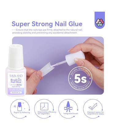Buy SAVILAND Acrylic Nail Tips & Glue - Half Cover False Nail Tips 10 Sizes for Professional Acrylic Nails | Fast-Dry Nail Glue & Starter Kit - Buy Online on SooperMarket.com
