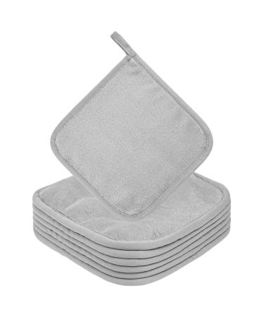 URAQT 6 Pack Face Cloths Make Up Remover 7.87 * 7.87in Soft Microfibre Face Wipes for Reusable Makeup Remover Cloth Washable Ultra Soft Facial Cleansing Wipe Cloths (Grey) 6 Pcs-Grey