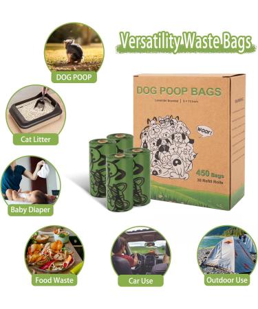 Dog Poo Bags - 450 Counts Biodegradable Thick Leak Proof Pet Poop Waste Bag Refill Rolls for 7 Month Supply Lavender Scented - Buy Online on SooperMarket.com