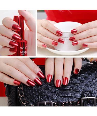 gel nail polish Metallic Mirror Effect Mirror Nail Polish for Women fingernail polish liquid mirror Holographic Nail Polish mirror nail polish Red nail foil decorations Miss flash - Buy Online on SooperMarket.com