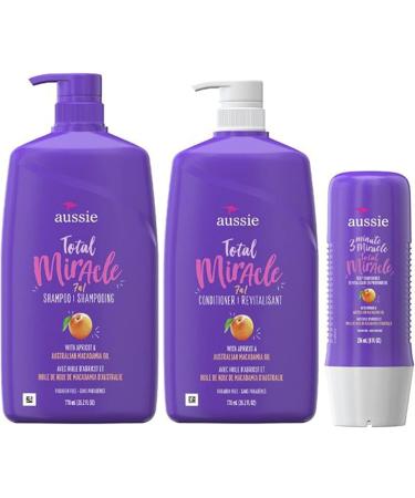 Aussie Total Miracle Shampoo Conditioner 3 Minute Miracle Treatment + Miracle Moist Shampoo and Conditioner Bundle - Buy Online on SooperMarket.com