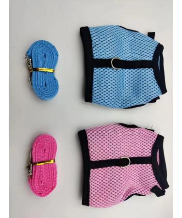 Adjustable Soft Rabbit Dishes & Mesh Harness - Outdoor Care for Small Pets (M Blue Pink) - Buy Online on SooperMarket.com