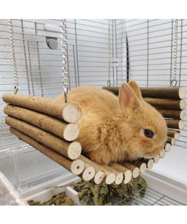 Multifunctional Rabbit Wood Swing - Natural Wooden Hammock for Hamsters Mice & Sparrows | Cute Resting Platform (15x35 cm) - Buy Online on SooperMarket.com