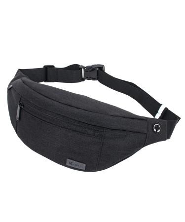Big crossbody belly pocket belt bag for women and men hip bag outdoor large cell phone bag sport waterproof punch shoulder bag money belts for camping hiking fitness bike gifts black