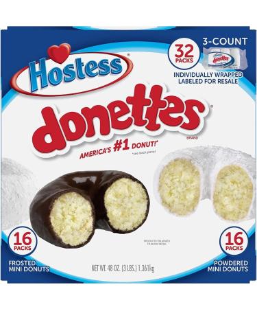 Hostess Mini Powered Donettes and Frosted Chocolate Mini Donettes (1.5 oz., 32 ct.)