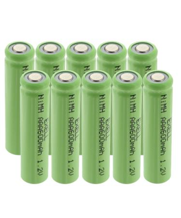 10x Exell 1.2V 600mAh NiMH AAA Size Rechargeable Flat Top Batteries use with high power static applications (Telecoms UPS and Smart grid) radio controlled devices electric tools electric mopeds
