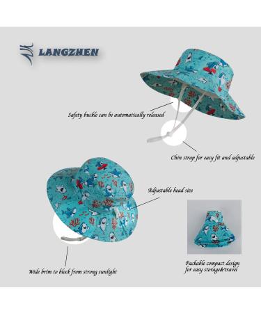 LANGZHEN Baby Girls Beach Sun Hat - Adjustable Wide Brim Toddler Kids Summer Play Hat with Chin Strap, Coral-Turquoise XL - Buy Online on SooperMarket.com
