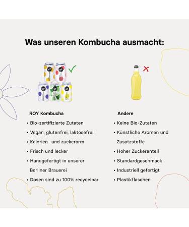 Organic Roy Raspberry Kombucha - 6 Pack (330 ml) | Handmade in Berlin | Vegan Gluten-Free Lactose-Free - Buy Online on SooperMarket.com