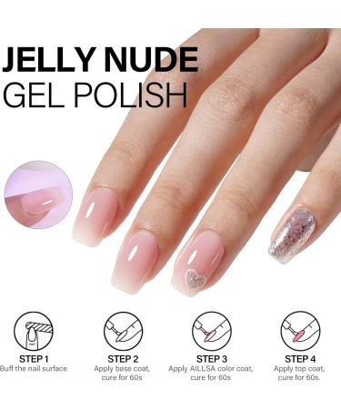 AILLSA Nude Pink Gel Nail Polish Set Milky White Red Jelly Neutral Gel Polish with Base and Top Coat Long Lasting All Season Color Soak Off U V L ED Manicure Art Salon DIY at Home 7Pcs 8ML Red White - Buy Online on SooperMarket.com