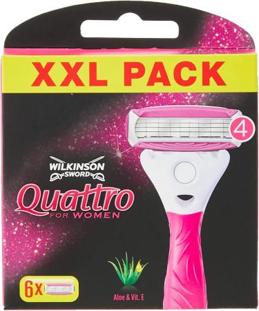 Wilkinson Sword Quattro for Women Razor Blades - 6 Pieces (Pack of 2) | Premium Women's Razors for a Smooth Shave - Buy Online on SooperMarket.com