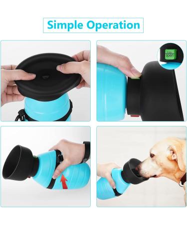 Pecute Dog Water Bottle (17oz/22oz) 2-in-1 Portable with Foldable Bowl | Leak-Proof Dispenser for Outdoor Walking, Hiking | Food-Grade Silicon, Blue - Buy Online on SooperMarket.com