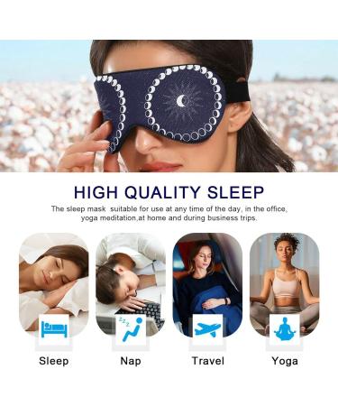 Haskirky Light Blocking Eye Mask - Adjustable Unisex Travel Mask for Deep Sleep and Meditation - Breathable & Comfortable - Moon Phases Design - Buy Online on SooperMarket.com
