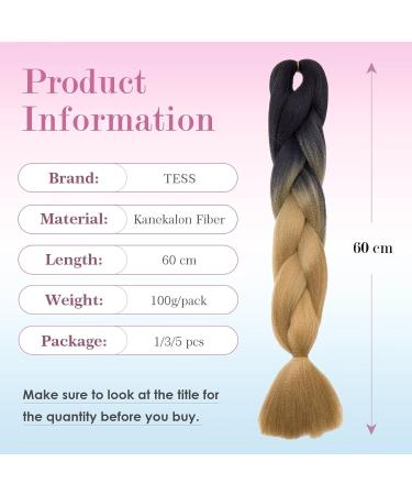 Tess Braids Extensions - 60 cm Jumbo Kanecalon Ombre Hair Braids (3 Pack) #23 Medium Blonde/Black for Stunning Box Braids - Buy Online on SooperMarket.com