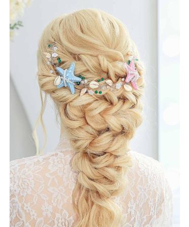 Brishow Starfish Bride Wedding Hair Vine - Seashell Bridal Hair Piece for Beach Wedding - Mermaid Hair Accessories for Women and Girls - Buy Online on SooperMarket.com