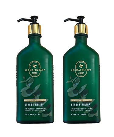 Bath and Body Works Stress Relief Eucalyptus Spearmint Gift Set of 2-6.5 Ounce Moisturizing Body Lotion with Shea Butter and Vitamin E