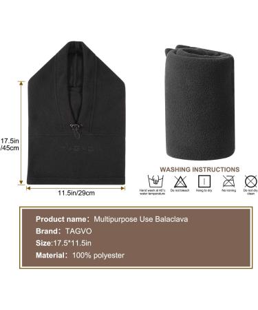 Tagvo Sturmhae Windproof Ski Mask | Thermo-Fleece Hood for Winter Sports | Unisex Warm & Breathable Face Cover | Heavy Neck Warmer | Black - Buy Online on SooperMarket.com