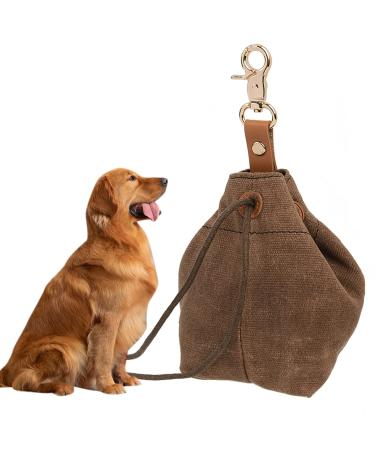 TMBMLPP treat for dogs feed bag dogs shrink pockets with clip buckle dog bag treats feed bag for pet toys delicacies for puppy training travel -brown