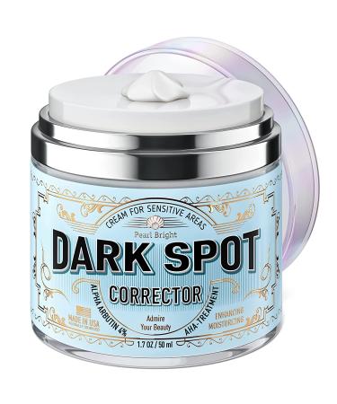 PearlBright Dark Spot Remover for Face, Body and Sensitive Areas - Natural Skincare for Underarms, Elbows & Privates - Made in USA - Dark Spot Corrector with Licorice, Mulberry Extract Arbutin, 1.7OZ