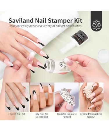 Saviland Nail Stamper Kit with Gel Polish - Easy to Use French Manicure Nail Art Set - Buy Online on SooperMarket.com