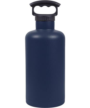 FIFTY-FIFTY 64oz Stainless Steel Growler Water Bottle, Navy - Double Wall Vacuum Insulated with 3 Finger Cap - Buy Online on SooperMarket.com