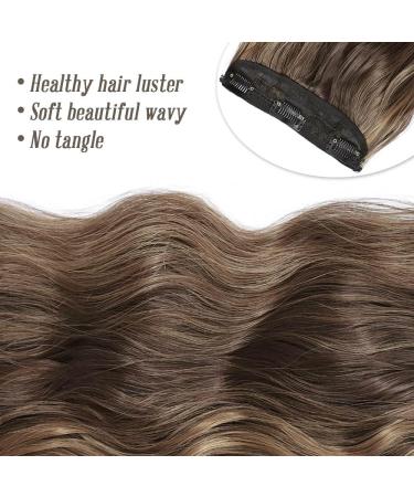 Light Brown Clip in Hair Extensions with Golden Highlights - Long Wavy Synthetic Fiber Hair Pieces for Women - Buy Online on SooperMarket.com