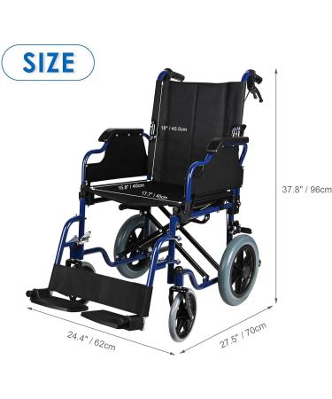 LIVINGbasics Light Weight Transport Wheelchair With Hand Brakes 17.7-Inch Wide Seat Foldable Support Weight Upto 220 Lbs - Buy Online on SooperMarket.com