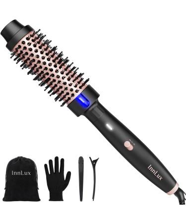 Thermal Brush Blowout 1.5 Inch Heated Round Brush Heated Curling Brush for Curls & Volume Negative Ion Two Settings Rose Gold 02-rose Gold