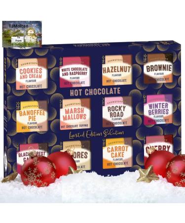 Hot Chocolate Selection Gift Set - 12 Assorted Flavours in Cookies n Creme Rocky Road Berries Cherries & Marshmallows - 400g | Perfect Christmas Gift for Men, Women, Her, Him - Buy Online on SooperMarket.com