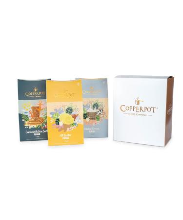 Copperpot Cornish Fudge Gift Box - Butter Fudge Salted Caramel & Clotted Cream | Gluten-Free & Vegetarian | 3 x 150g | International Shipping - Buy Online on SooperMarket.com