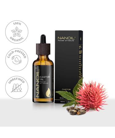 Nanoil Castor Oil 50ml - Pure Organic Cold-Pressed Castor Oil for Hair Body & Face Care - Natural Health Solution - Buy Online on SooperMarket.com