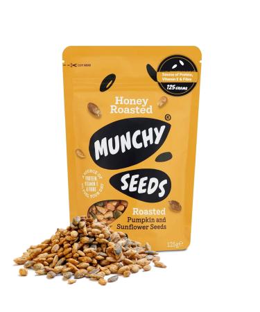 MUNCHY SEEDS Honey Roasted Sweet Mix of Sunflower & Pumpkin Seed Protein Snack Source of Fibre & Vitamin E Delicious Sweet Flavour Gluten & Wheat-Free Snacks for Kids & Adults - 125g Honey Roasted 125 g (Pack of 1)