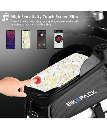 BIKEPACK Waterproof Bike Phone Bag - Top Tube Handlebar Bag with TPU Touch Screen Sun Visor - Durable & Large Capacity - Fits Phones Under 6.5'' | BPOB24 - Buy Online on SooperMarket.com