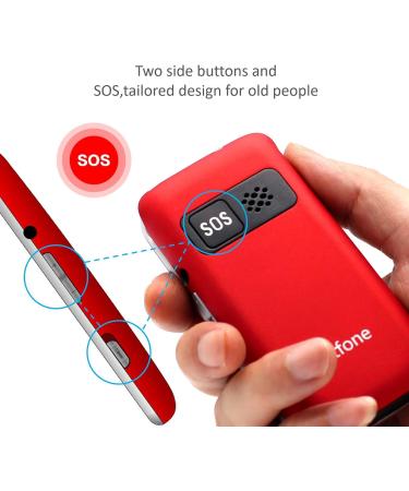 Artfone Dual Screen Flip Phone for Elderly | Easy-to-Use Big Button Mobile Phone | SOS Button & Loud Speaker | 2.4 LCD Display | Red - Buy Online on SooperMarket.com