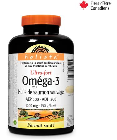 Holista Omega-3 Fish Oil 1 000 mg Extra Strength with Wild Salmon Oil 150 Softgels Supports Heart Brain and Joint Health - Buy Online on SooperMarket.com