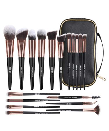 18-Piece Professional Premium Synthetic Makeup Brush Set with Case - BlackGold Makeup Brushes for Foundation, Kabuki, Eye, and Travel - Buy Online on SooperMarket.com