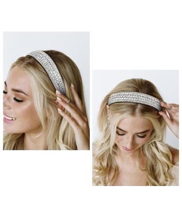 WOVOWO Rhinestone Headband - Sparkly Crystal Diamond Hair Accessories for Women, Non Slip Fashion Bling Head Band - White - Buy Online on SooperMarket.com