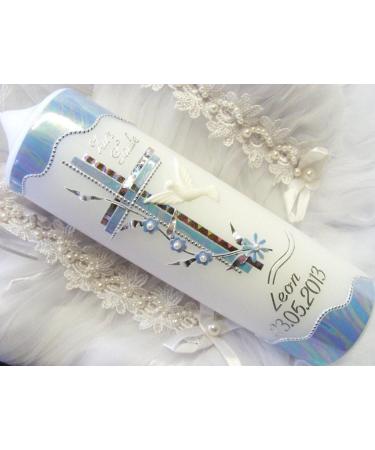 Candle Magic Lusins Baptismal & Communion Candle for Boys & Girls 250/70 mm VT-11 with Self-Labeling Accessories | International Shipping - Buy Online on SooperMarket.com